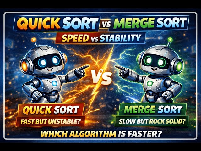 Quick Sort vs Merge Sort 🤖⚔️ | Which Sorting Algorithm Is Faster? #DSA #Algorithms #Coding