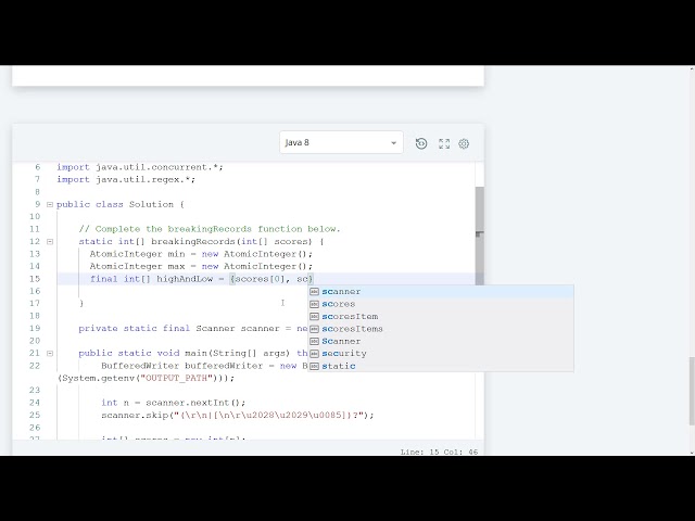 Hackerrank Breaking the Records Java Solution