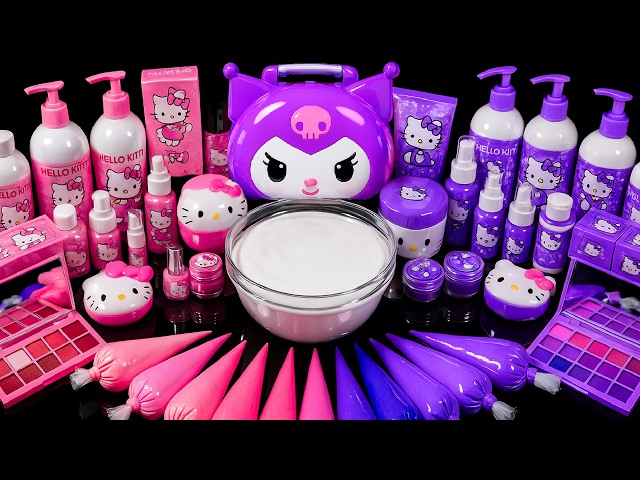 KUROMI SLIME 🎀 30 Minutes Mixing Makeup and Glitter into Clear Slime | Tana Slime ASMR