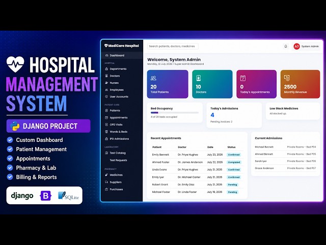 Build a Complete Hospital Management System in Django with Claude Code | Custom Dashboard