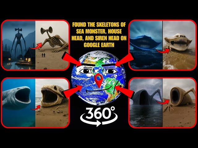 VR 360° - Found the Skeletons of Sea Monster, Siren Head, and House Head on Google Earth!