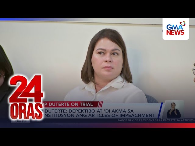 VP Sara seeks dismissal of Articles of Impeachment | 24 Oras
