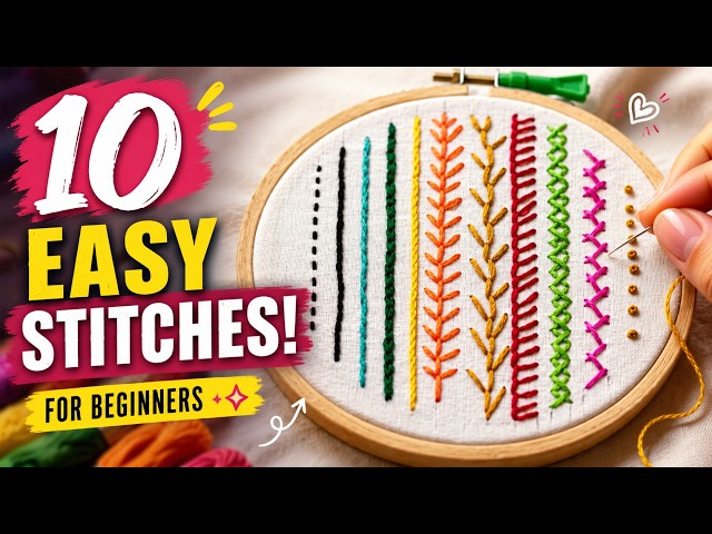 Basic Embroidery Stitches for Beginners | Easy Hand Embroidery Tutorial