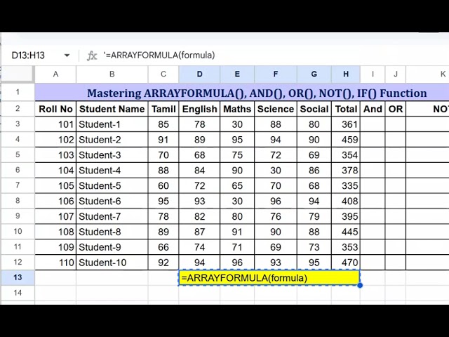 Arrayformula in Excel and Googlesheet