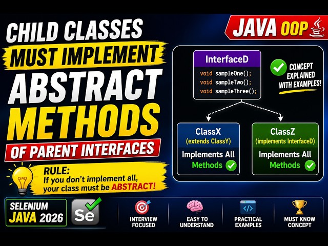 301.Child classes should implement abstract methods of Parent Interfaces in Java(Selenium Java 2026)