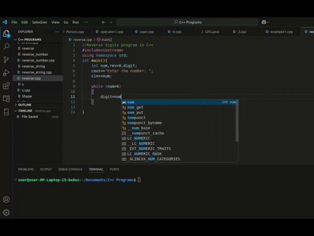Reverse Digit code in C++ @codiscos @CodeWithHarry