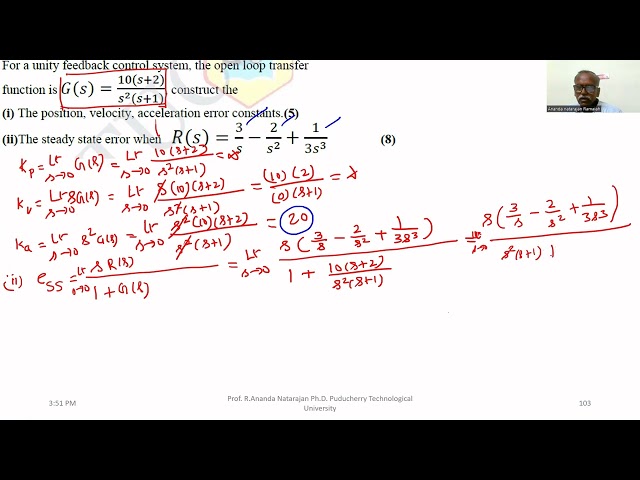 2.13 Control Systems Engineering: Problem on steady state error.