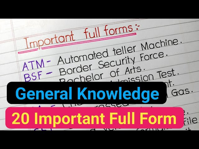 20 Important Full Forms || full form for students. || Important gk full form ||