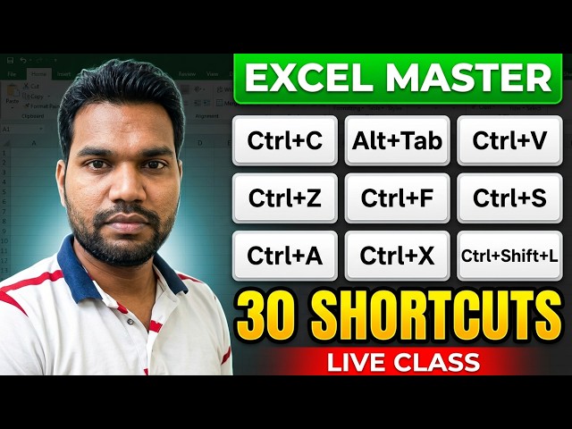 📊 Live Class - MS Excel 30 Shortcut Keys | Excel Shortcut Keys सीखें
