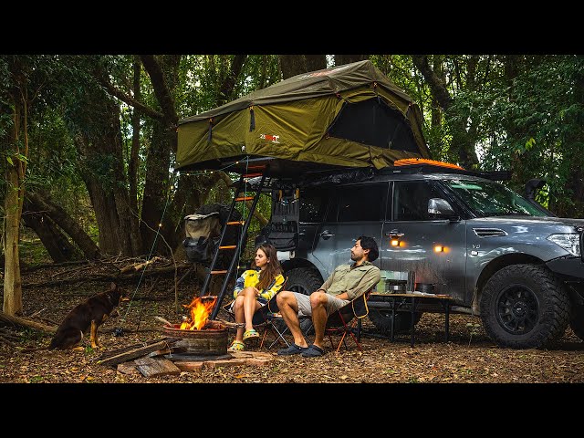 Couple Camping in a Cosy Rainforest [Relaxing in Nature and Cooking Korean Fried Chicken] ASMR