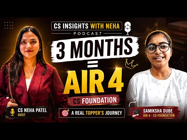 SHE SECURED AIR 4 in CS FOUNDATION by studying just 3 MONTHS | AIR strategies | Samiksha Dubey