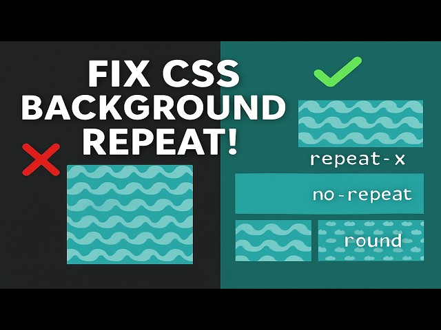 CSS background-repeat property tutorial: repeat-x, no-repeat, space & round
