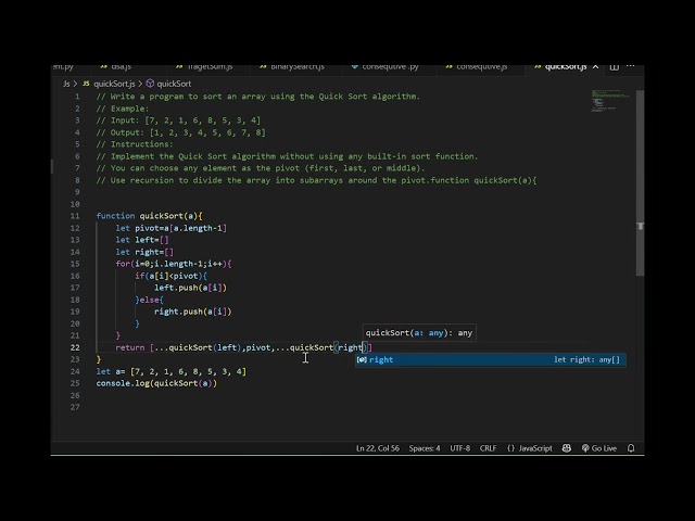 Quick Sort || DSA || Logical questions || Interview Prep || Sorting Algorithm