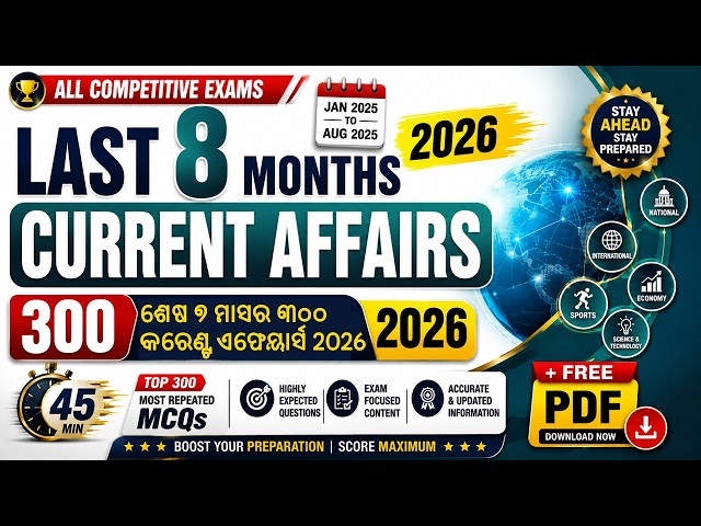 2026 Current Affairs | Top 300 Most Repeated Questions of the Last 8 Months in 45 Mins! 🔥 FREE PDF