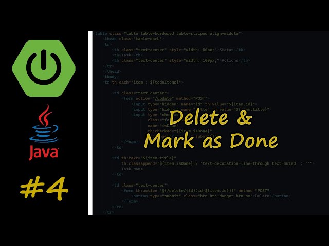 Build a Todo App with Spring Boot | Part 4: Delete & Mark as Done