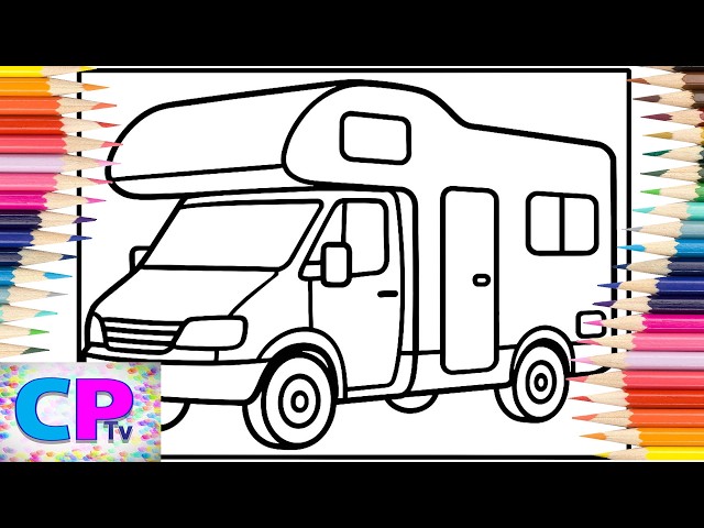 Campervan Ready to Go on Holiday/Coloring of Camper Van/Creative Coloring Book/Relaxing Video