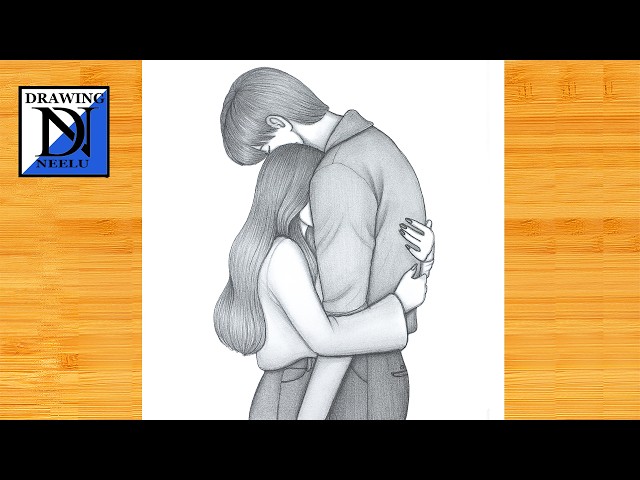 How to draw a Hugging Couple in Love -Drawing tutorial | Pencil sketch for beginner | Couple sketch