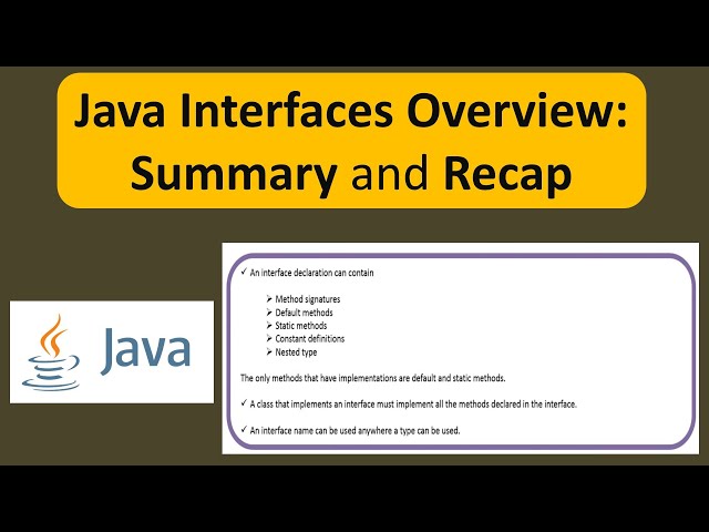 Java Interfaces Overview: Summary and Recap | Java Tutorial