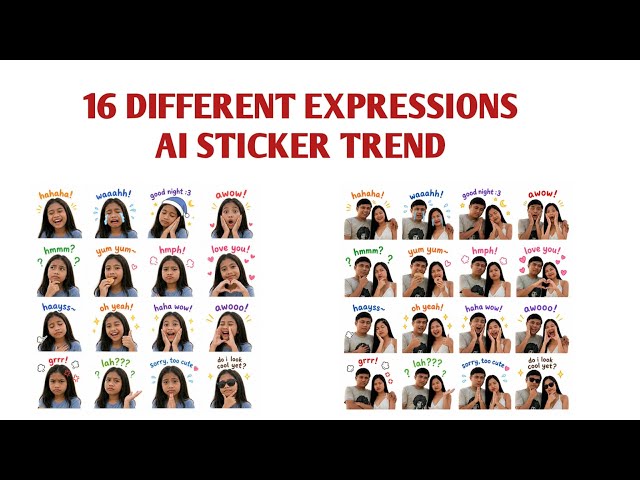 16 Different expressions / AI STICKER TREND TUTORIAL