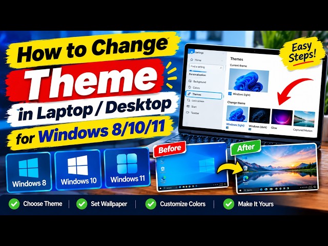How to change Theme in PC/Laptop/desktop on Window 8/10/11 | Laptop/PC में Theme कैसे Change करें?