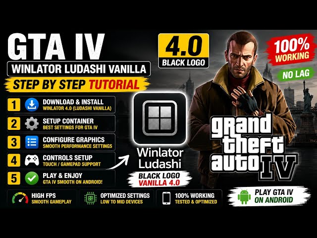 👉 GTA 4 on Android | Winlator Ludashi Vanilla 4.0 Best Settings | GTA IV Setup Tutorial