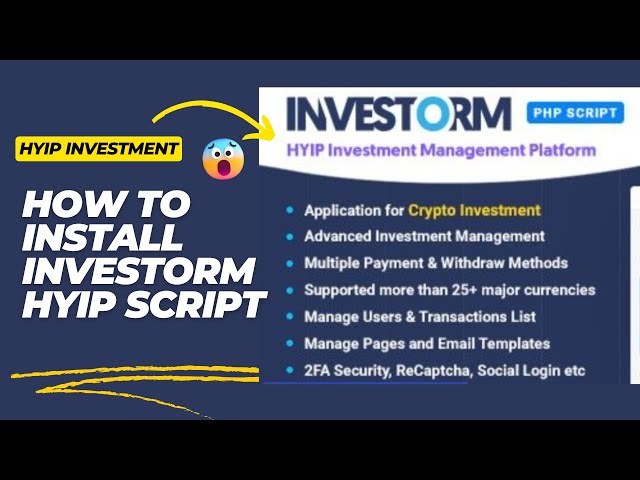 Create HYIP Investment Website with Investorm PHP Script