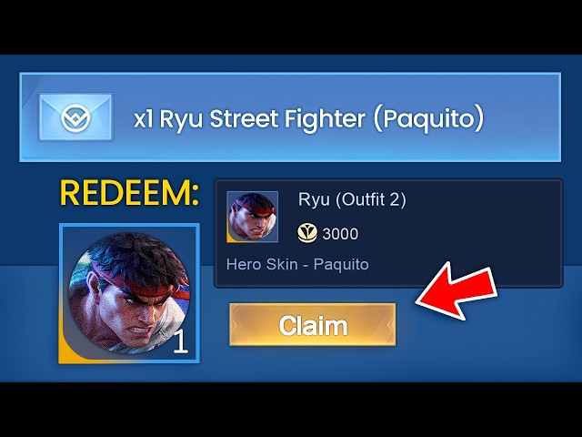 CLAIM FREE Paquito 'Ryu' Street Fighter Skin in MLBB (REDEEM CODE)