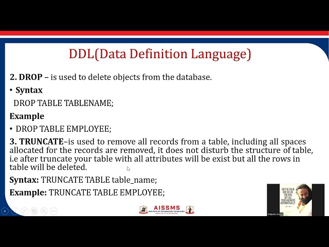 Data Definition Language statements