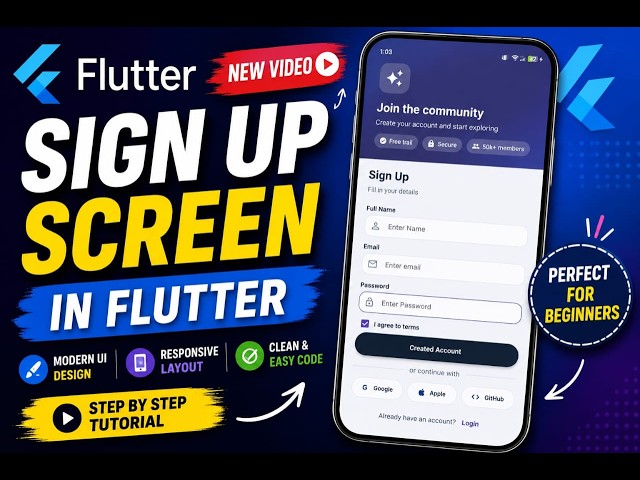 Flutter Signup Screen UI Design | Complete Beginner Tutorial | Code Factor 🚀