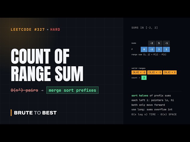 LeetCode #327: Count of Range Sum, Merge Sort on Prefix Sums
