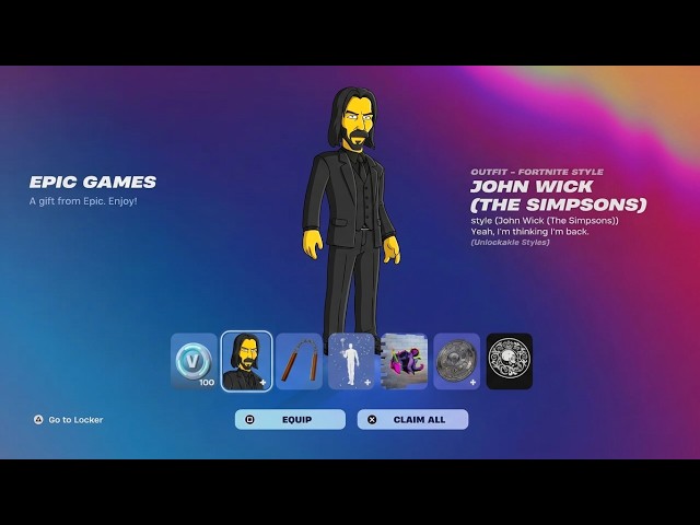 How to get John Wick SIMPSONS Skin style - Fortnite