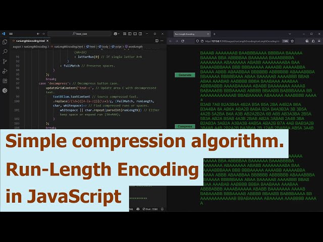 Simple compression algorithm. Run-Length Encoding in JavaScript.