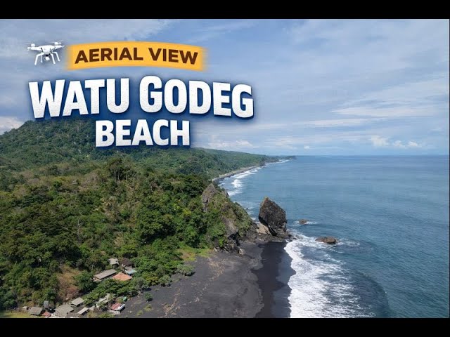 Aerial View of Watu Godeg Beach – Black Sand & Relaxing Music | Cinematic  Footage 4K | Java Aerial