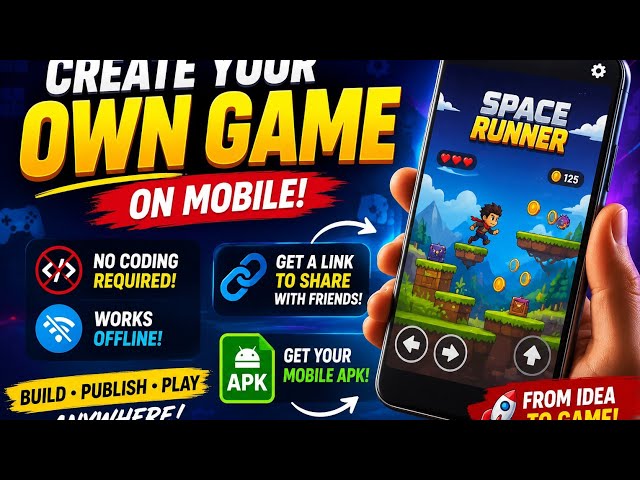 Create a game on your mobile device offline with no coding skills required, link to app 👇