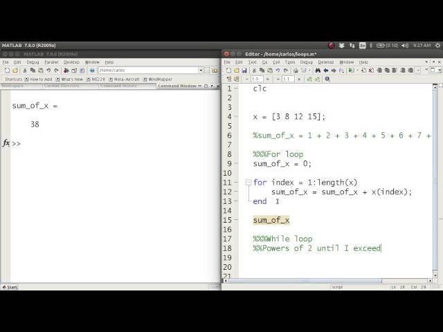MATLAB Help - For/While Loops
