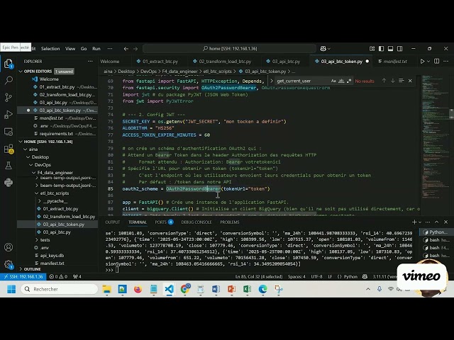 F4_DATA_ENGINEER 13: Ajouter l’authentification par token (JWT) à votre API FastAPI
