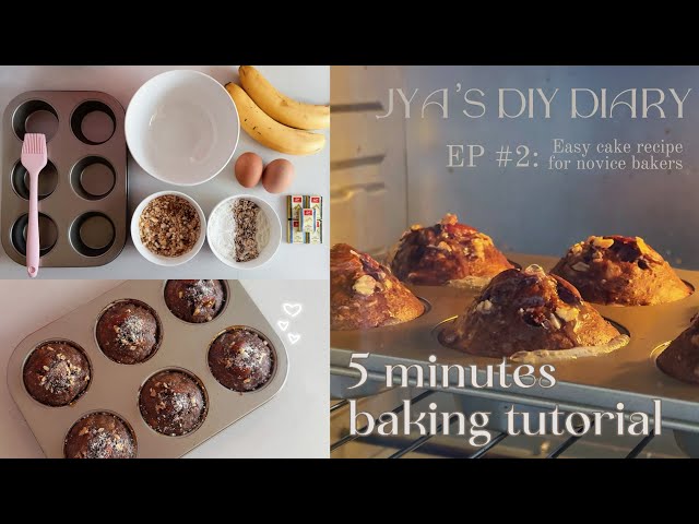 eng）Bake with me🧁5 mins baking tutorial，chocolate&banana cake