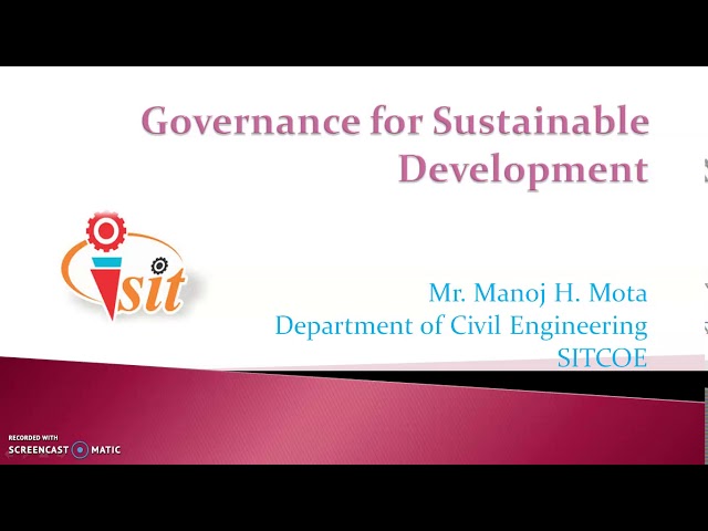 Governance for sustainable development