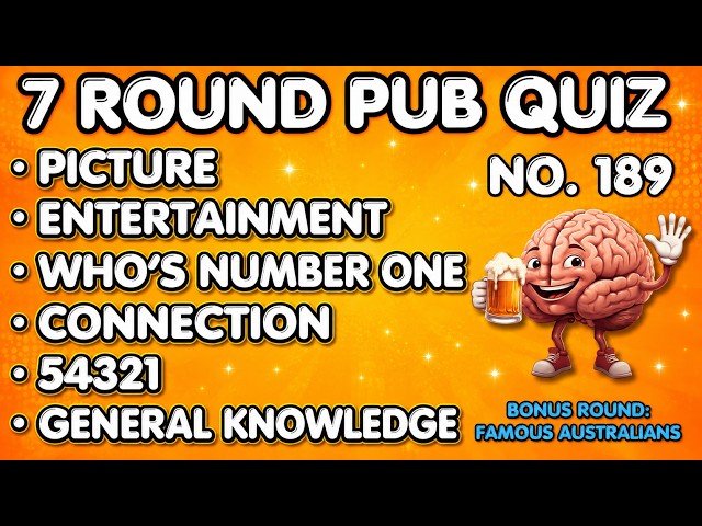 Pub Quiz - Picture, Entertainment, Who's Number One, Connection, 54321 & General Knowledge No.189