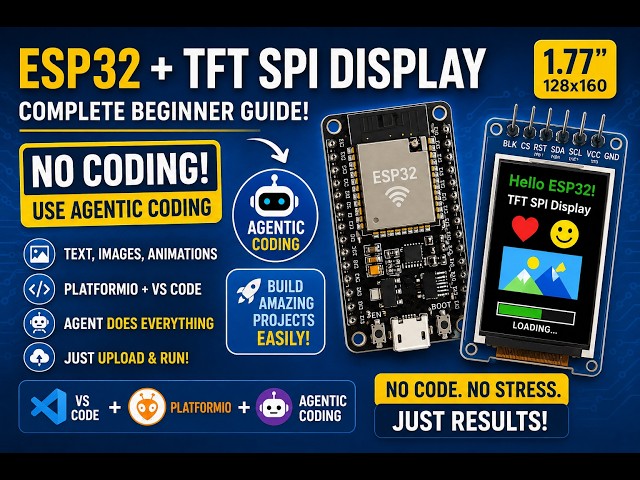 ESP32 + TFT SPI Display Without Coding | Agentic Coding with VS Code