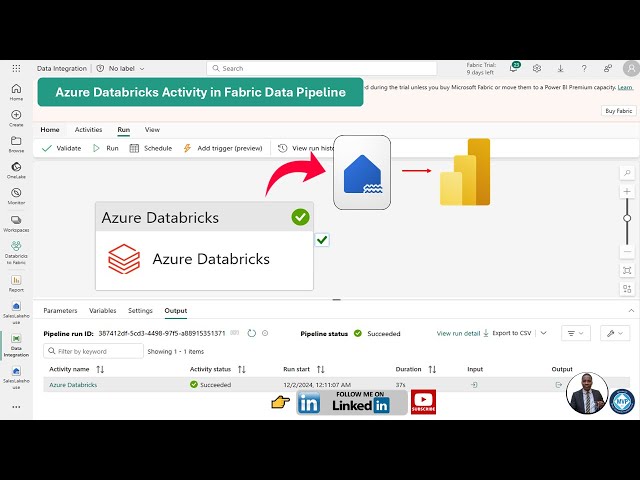 Azure Databricks Activity in Fabric Data Pipeline + Power BI