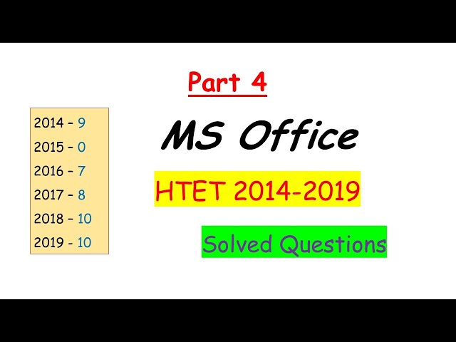 HTET | MS OFFICE PART-4 | HTET | PREVIOUS YEAR QUESTIONS SOLVED | #HTET2020 | #HTETCOMPUTERSCIENCE