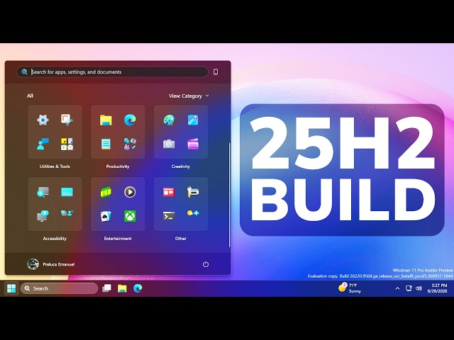 New Windows 11 25H2 Build 26220.9568 – New Start Menu Hover, File Explorer Dark Mode and more (Beta)