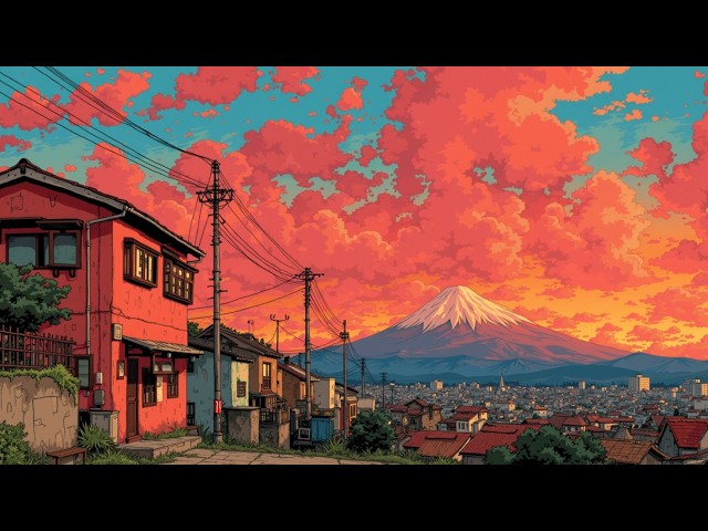 Retro Japanese Town Ambience 🏮 Lofi Hip Hop Beats for Study & Chill