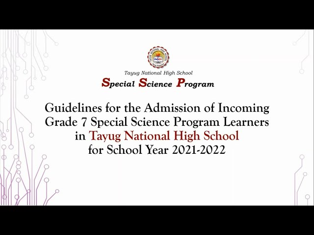 Special Science Program Admission Infomercial 2021-2022