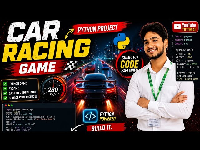 Car Racing Game in Python | Pygame Project | Python Car Racing Game 🚗Md Abdullah Al Mamun 252001015