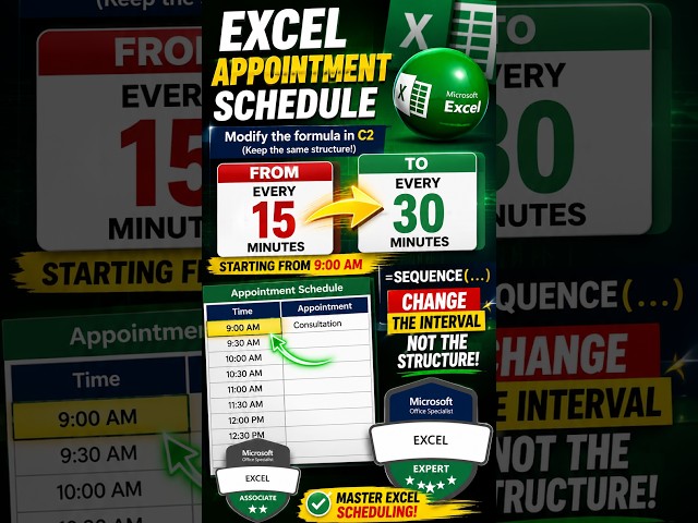 EXCEL CHALLENGE: Change 15-Minute Appointments to 30 Minutes Without Changing the Formula Structure⏰