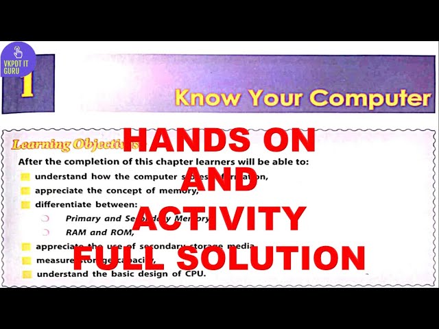 KNOW YOUR COMPUTER | DAV CLASS 5 COMPUTER CHAPTER 1 | HANDS ON AND ACTIVITY | SOLUTION | #dav
