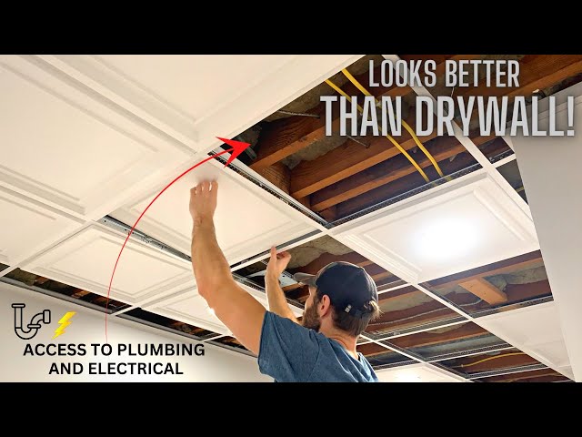 A Drop Ceiling that Looks Better Than Drywall! (How to Install a Drop Ceiling in a Basement - DIY)