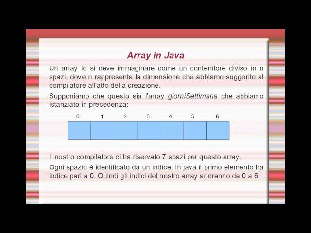 Corso Java Professionale - VII lezione - Array - Parte 1